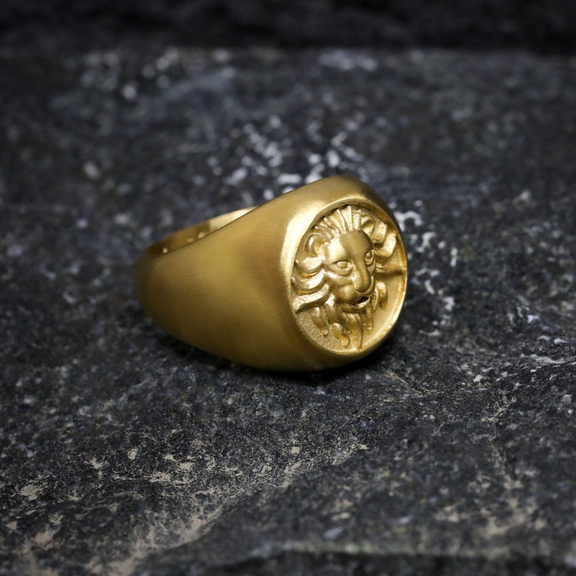 (1-3152) Gold Laminate - Lion Men Ring - BGO
